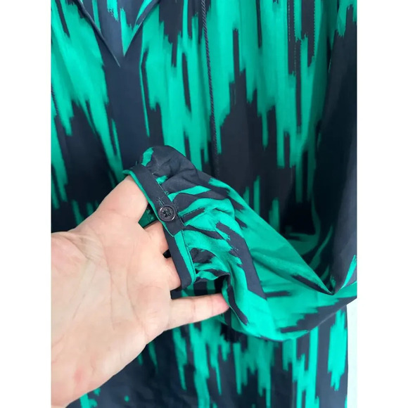 MICHAEL Michael Kors Top Womens Blouse M Green Blue Long Sleeves Tunic - Picture 9 of 13